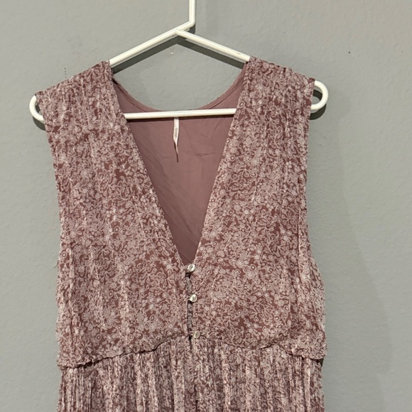 Free People my fair lady flowy Mauve Floral Maxi Dress Greek babydoll style - Picture 9 of 15